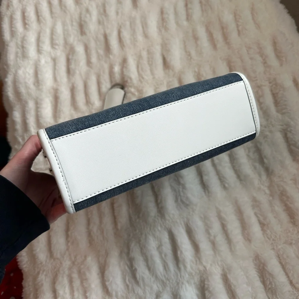 Michael Kors Mirella Small Denim and White Tote Bag - Picture 4 of 9